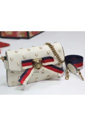 Fake Gucci Broadway Leather Clutch White with Pearls 453777 VS07275