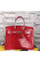 Fake Hermes Birkin 35CM Tote Bag Red Crocodile Leather B06222 VS03358