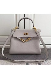 Fake Hermes Kelly 28 Tote Bag in Light Grey Togo Leather HK0928 VS01703