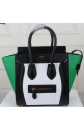Fake Luxury Celine Luggage Micro Boston Bag Original Leather CT3308M White&Black&Green VS03809