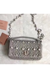 Fake Miu Miu Pearl Nappa Leather Top Handle Bag Grey 5BD417 VS07603