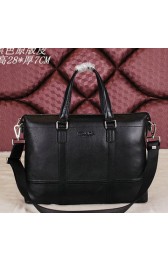 Fake Prada Calfskin Leather Briefcase P8066 Black VS09606