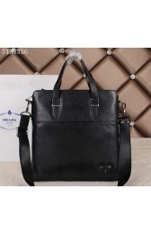 Fake PRADA Calfskin Leather Business Tote Bag 250012 Balck VS00333