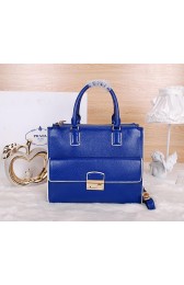 Fake Prada Original Grainy Leather Tote Bag BN9055 Blue VS07766