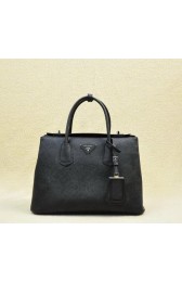 Fake Prada Twin Saffiano Cuir Leather Tote Bag BN2748 Black VS05421
