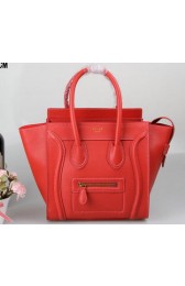 Fake Replica Celine Luggage Micro Tote Bag Original Leather C3308M Light Red VS01677