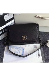Fake Top Chanel Grained Calfskin Shoulder Bag Black A92949 VS08810