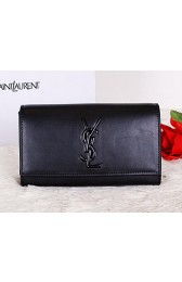 Fake Yves Saint Laurent Belle De Jour Calf Leather Clutch Y7143 Black VS00463
