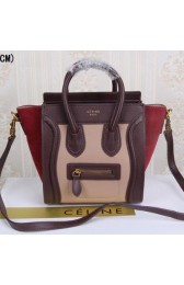 Fashion Imitation Celine Luggage Nano Tote Bag Suede Leather CLY33081S Camel&Burgundy VS04004