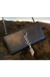 Fashion Imitation YSL Monogramme Cross-body Shoulder Bag Snake Leather Y31128 Black VS09846