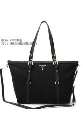 Fashion Replica Prada BR4253 Tessuto Nylon Large Shopping Tote Bag Black VS01227