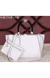 Fendi 2Jours Shoulder Bag Calfskin Leather F2352 White VS01196