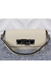 Fendi 3BAGUETTE Two-Tone Calfskin Clutch 8BR720 OffWhite VS04222
