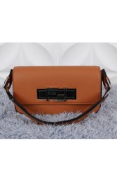 Fendi 3BAGUETTE Two-Tone Calfskin Clutch 8BR720 Wheat VS08451