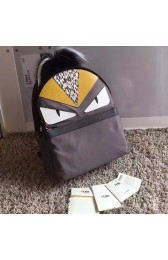 Fendi Backapck in Nylon and Leather with Grey Bag Bugs Eyes 231010 VS09757