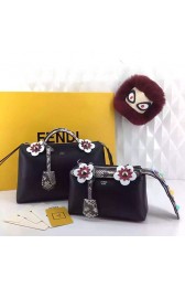 Fendi By The Way Bag Black Soft Calfskin With Flower Tail FD0728 VS00472