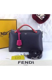Fendi By The Way Small Boston Bag Original Leather Black&Red FD0805 VS04464
