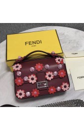 Fendi Double Micro Baguette Bag Burgundy and Green FB1751 VS09269