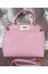 Fendi mini Peekaboo Bag Croco Leather F30320 Pink VS03422