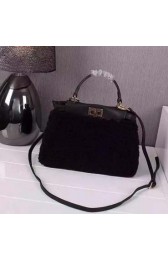 Fendi mini Peekaboo Bags Rabbit Fur FD2311 Black VS09300