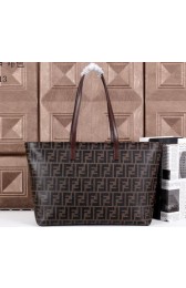 Fendi Practical Signature FF Fabric Roll Bag 8BH185 Brown VS00114