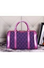 Gucci 247205 Vintage Web Denim Canvas Boston Bags Purple VS06315