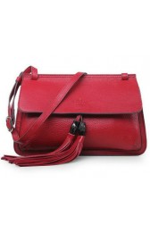 Gucci Bamboo Daily Leather Flap Shoulder Bag 370826 Red VS02525