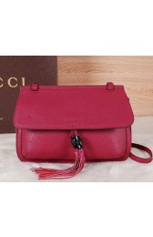 Gucci Bamboo Daily Leather Flap Shoulder Bags 370815 Burgundy VS02770