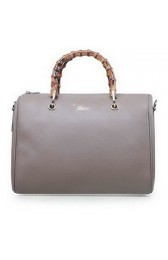Gucci Bamboo Shopper Original Leather Boston Bag 353124 Khaki VS04398