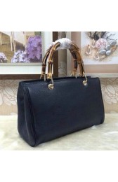 Gucci Bamboo Tote Bag Grainy Calf Leather 323660 Black VS07524