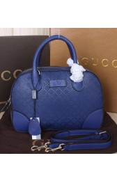 Gucci Bright Diamante Leather Top Handle Bags 354224 Dark Blue VS02861