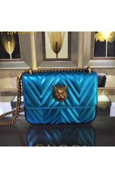 Gucci Broadway Chain Shoulder Bag Metallic Light Blue 432581 VS05860