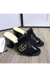 Gucci Calf Leather Mid-heel Slide Black 453495 VS05432