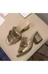 Gucci Calf Leather Mid-heel Slide Gold 453495 VS07209