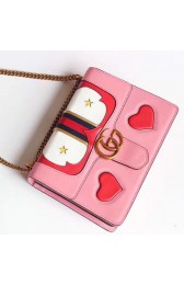 Gucci GG Marmont Leather Shoulder Bag Pink 431382 VS06129