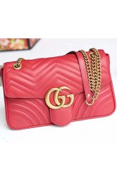Gucci GG Marmont Matelasse Shoulder Bag Red 443496 VS00974
