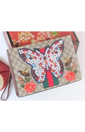 Gucci GG Supreme Clutch Bag with Butterfly 433665 VS06813