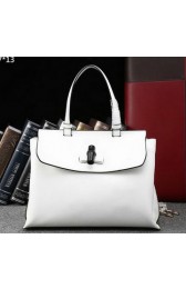 Gucci Hip Bamboo Leather Tote Bag 352110 White VS05754