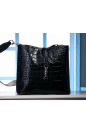 Gucci Jackie Croco Leather Hobo Bag 362898 Black VS00174