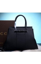 Gucci Lady Bamboo Leather Top Handle Bag 370815 Black VS00034