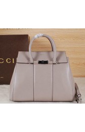 Gucci Lady Bamboo Leather Top Handle Bag 370826 Grey VS07264