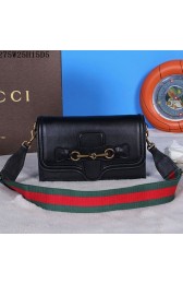 Gucci Lady Web Leather Convertible Wallet 382275 Black VS01500