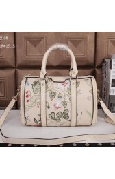 Gucci Medium Boston Bag Linen 247204 White VS04757