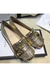 Gucci Metallic Leather Ballet Flat Gold 453373 VS03639