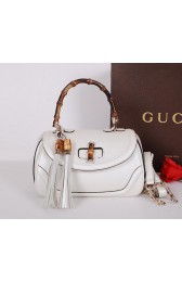 Gucci New Bamboo Medium Top Handle Bag 240242 White VS08578