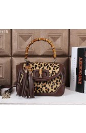 Gucci New Bamboo Top Handle Bag Horse Hair 308364 Brown VS05406