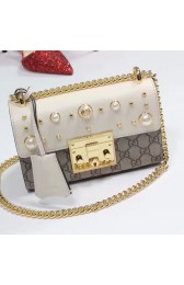Gucci Padlock Studded GG Supreme Shoulder Bag White 432182 VS00478