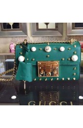 Gucci Padlock Studded Leather Shoulder Bag Green 432182 VS08460