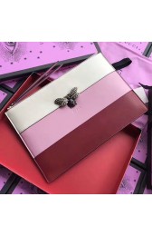 Gucci Queen Margaret Leather Clutch Bag Pink and Red 476007 VS09488