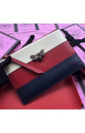Gucci Queen Margaret Leather Clutch Bag Red and Blue 476007 VS01554
